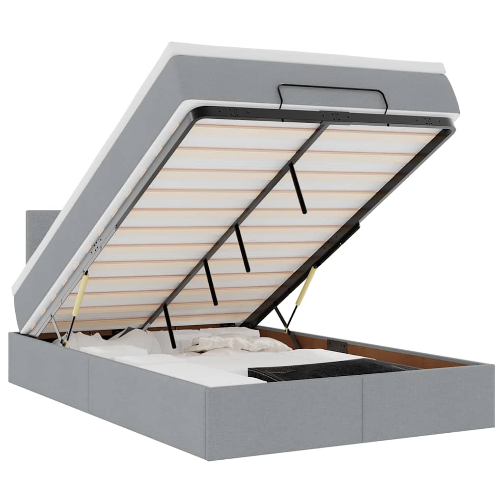 Οθωμανικό κρεβάτι με στρώμα & LEDs Ανοιχτό γκρι Ύφασμα - Pakobazaar