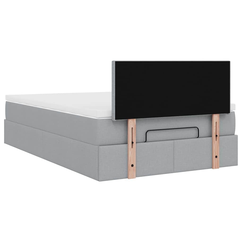 Οθωμανικό κρεβάτι με στρώμα & LEDs Ανοιχτό γκρι Ύφασμα - Pakobazaar