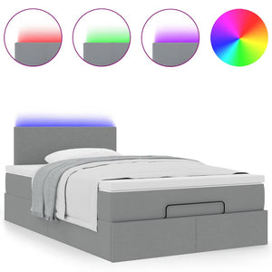 Οθωμανικό κρεβάτι με στρώμα & LEDs Ανοιχτό γκρι Ύφασμα - Pakobazaar