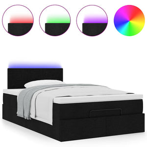 Οθωμανικό κρεβάτι με στρώμα & LEDs Μαύρο 120x200 cm Ύφασμα - Pakobazaar