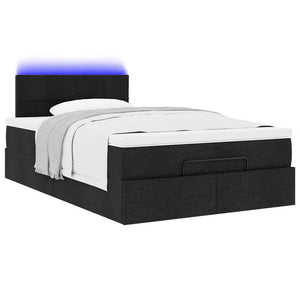 Οθωμανικό κρεβάτι με στρώμα & LEDs Μαύρο 120x200 cm Ύφασμα - Pakobazaar