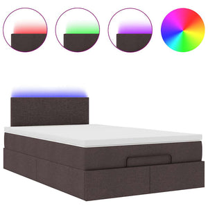 Οθωμανικό κρεβάτι με στρώμα & LEDs Σκούρο καφέ 120x200cm Ύφασμα