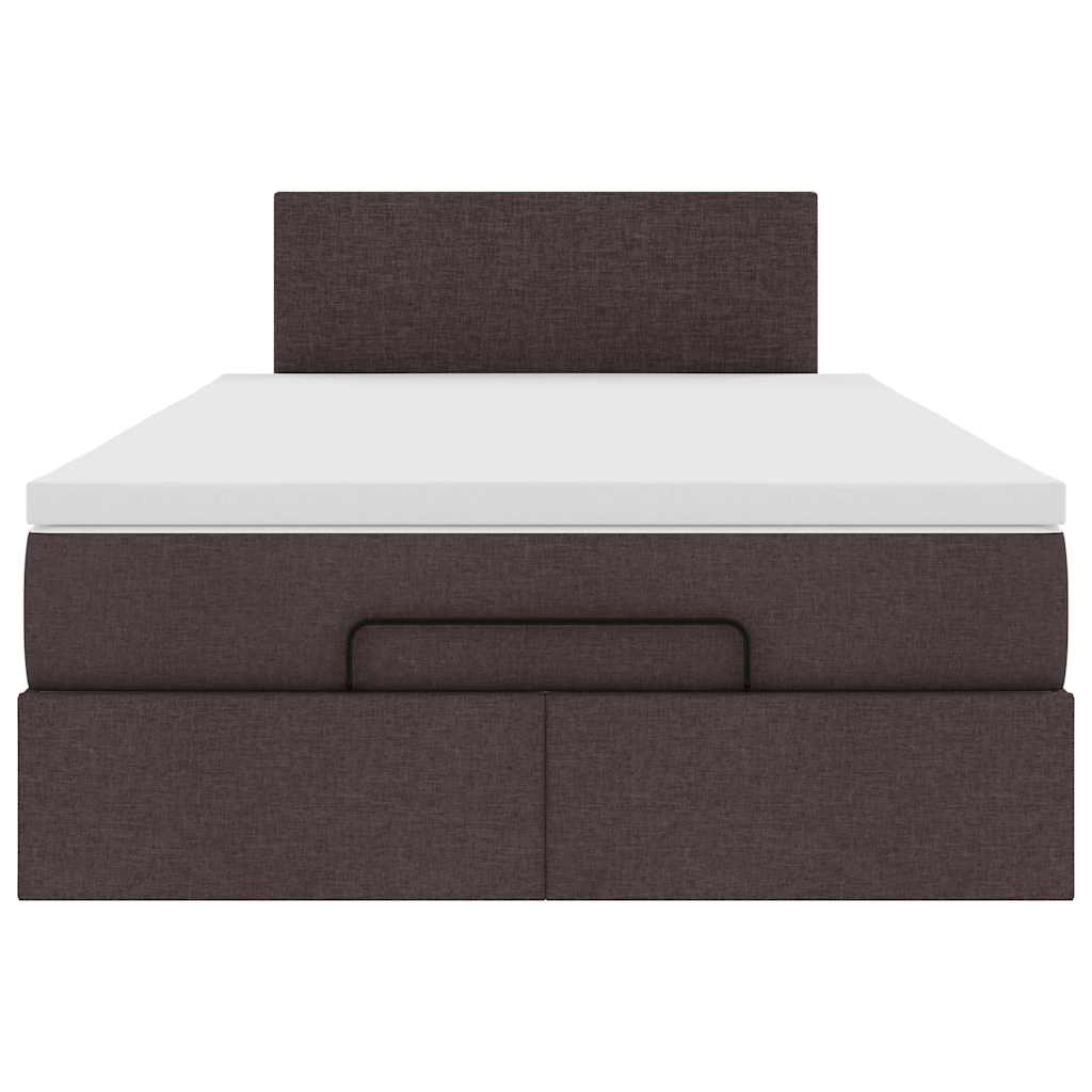 Οθωμανικό κρεβάτι με στρώμα & LEDs Σκούρο καφέ 120x200cm Ύφασμα - Pakobazaar