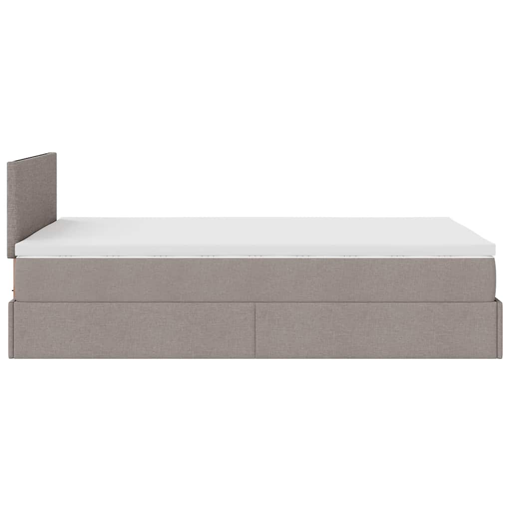 Οθωμανικό κρεβάτι με στρώμα & LEDs Taupe 120x200cm ύφασμα - Pakobazaar