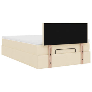Οθωμανικό κρεβάτι με στρώμα & LEDs Cream 120x200cm ύφασμα - Pakobazaar