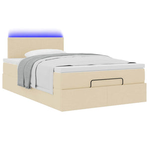 Οθωμανικό κρεβάτι με στρώμα & LEDs Cream 120x200cm ύφασμα - Pakobazaar