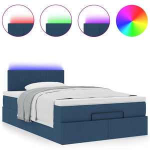 Οθωμανικό κρεβάτι με στρώμα & LEDs Μπλε 120x200 cm Ύφασμα - Pakobazaar