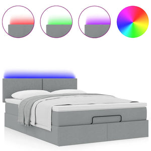 Οθωμανικό κρεβάτι με στρώμα&LEDs Ανοιχτό γκρι 140x190cm Ύφασμα - Pakobazaar