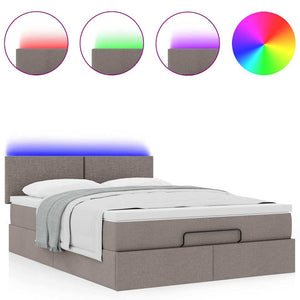 Οθωμανικό κρεβάτι με στρώμα & LEDs τεφρόχρουν χρώμα Ύφασμα