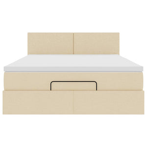 Οθωμανικό κρεβάτι με στρώμα & LEDs Cream 140x190cm Ύφασμα - Pakobazaar