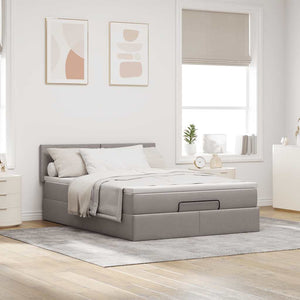 Οθωμανικό κρεβάτι με στρώμα & LEDs Taupe 140x200 cm Ύφασμα - Pakobazaar