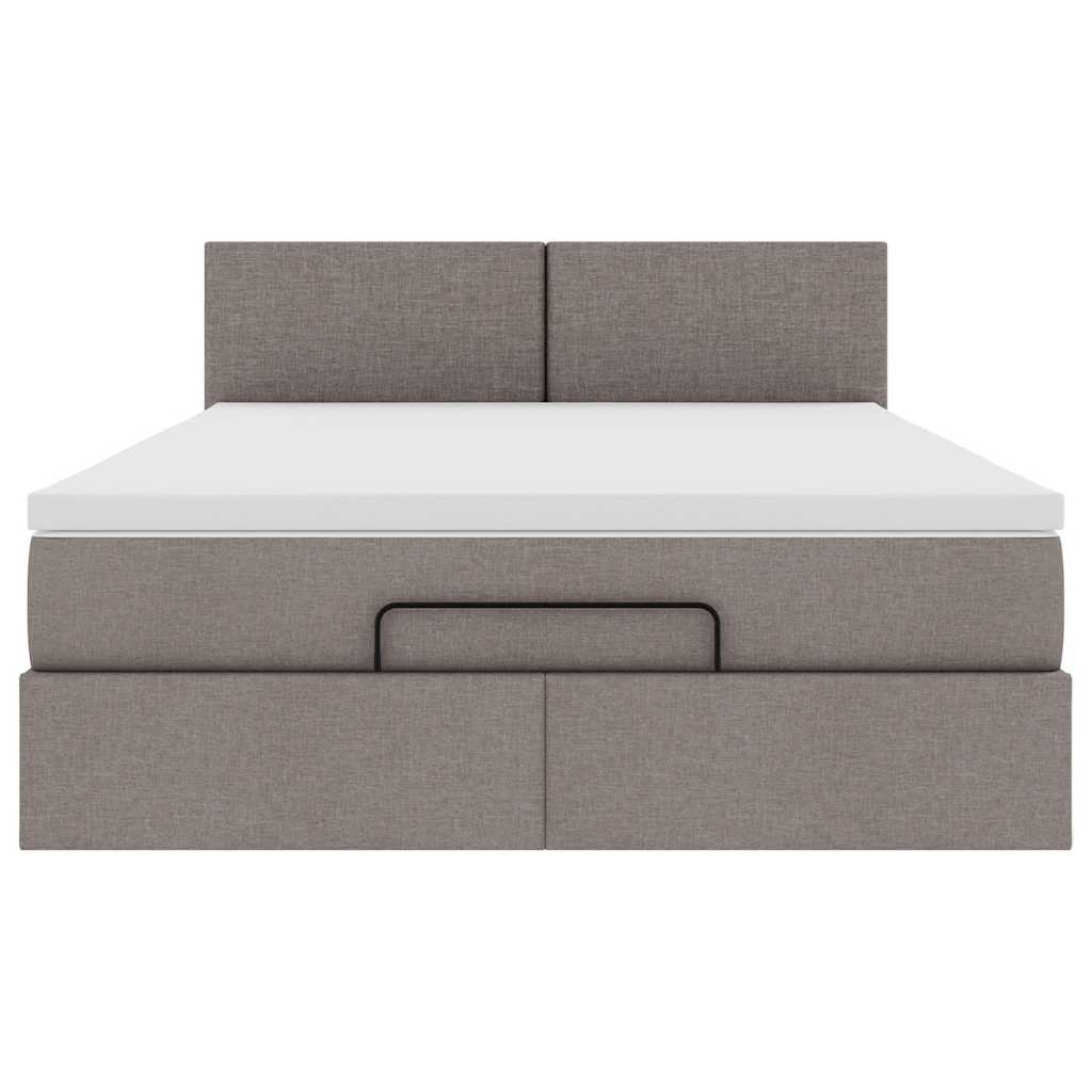 Οθωμανικό κρεβάτι με στρώμα & LEDs Taupe 140x200 cm Ύφασμα - Pakobazaar