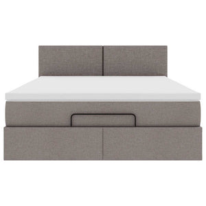 Οθωμανικό κρεβάτι με στρώμα & LEDs Taupe 140x200 cm Ύφασμα - Pakobazaar