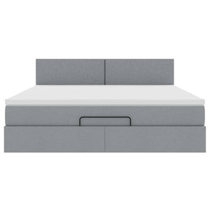 Οθωμανικό κρεβάτι με στρώμα&LEDs Ανοιχτό γκρι 160x200cm Ύφασμα - Pakobazaar