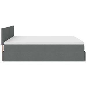 Οθωμανικό κρεβάτι με στρώμα & LEDs Σκούρο γκρι 160x200cm ύφασμα - Pakobazaar
