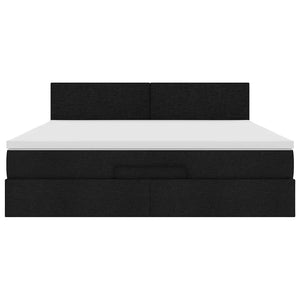Οθωμανικό κρεβάτι με στρώμα & LEDs Μαύρο ύφασμα 160x200cm - Pakobazaar
