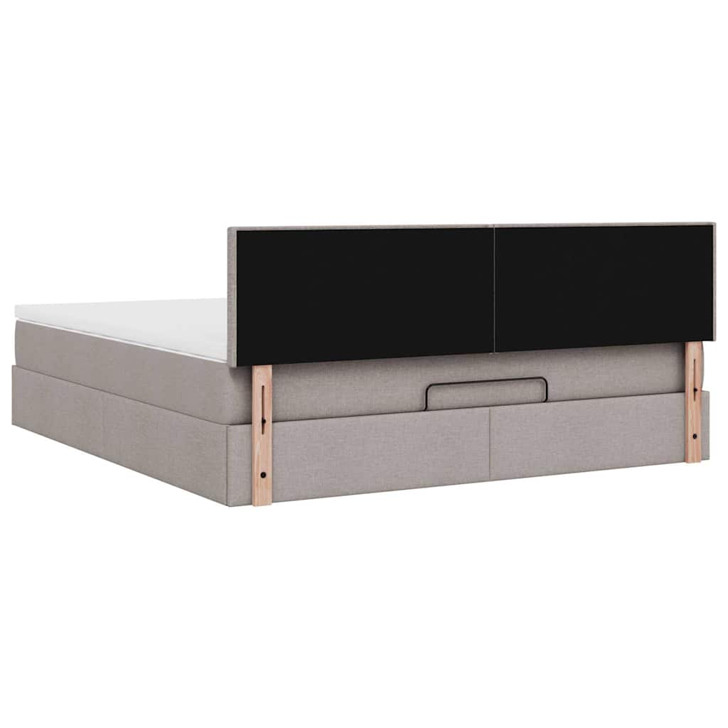 Οθωμανικό κρεβάτι με στρώμα & LEDs Taupe 160x200cm ύφασμα - Pakobazaar