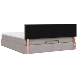 Οθωμανικό κρεβάτι με στρώμα & LEDs Taupe 160x200cm ύφασμα - Pakobazaar