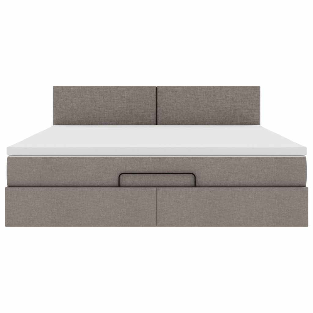 Οθωμανικό κρεβάτι με στρώμα & LEDs Taupe 160x200cm ύφασμα - Pakobazaar