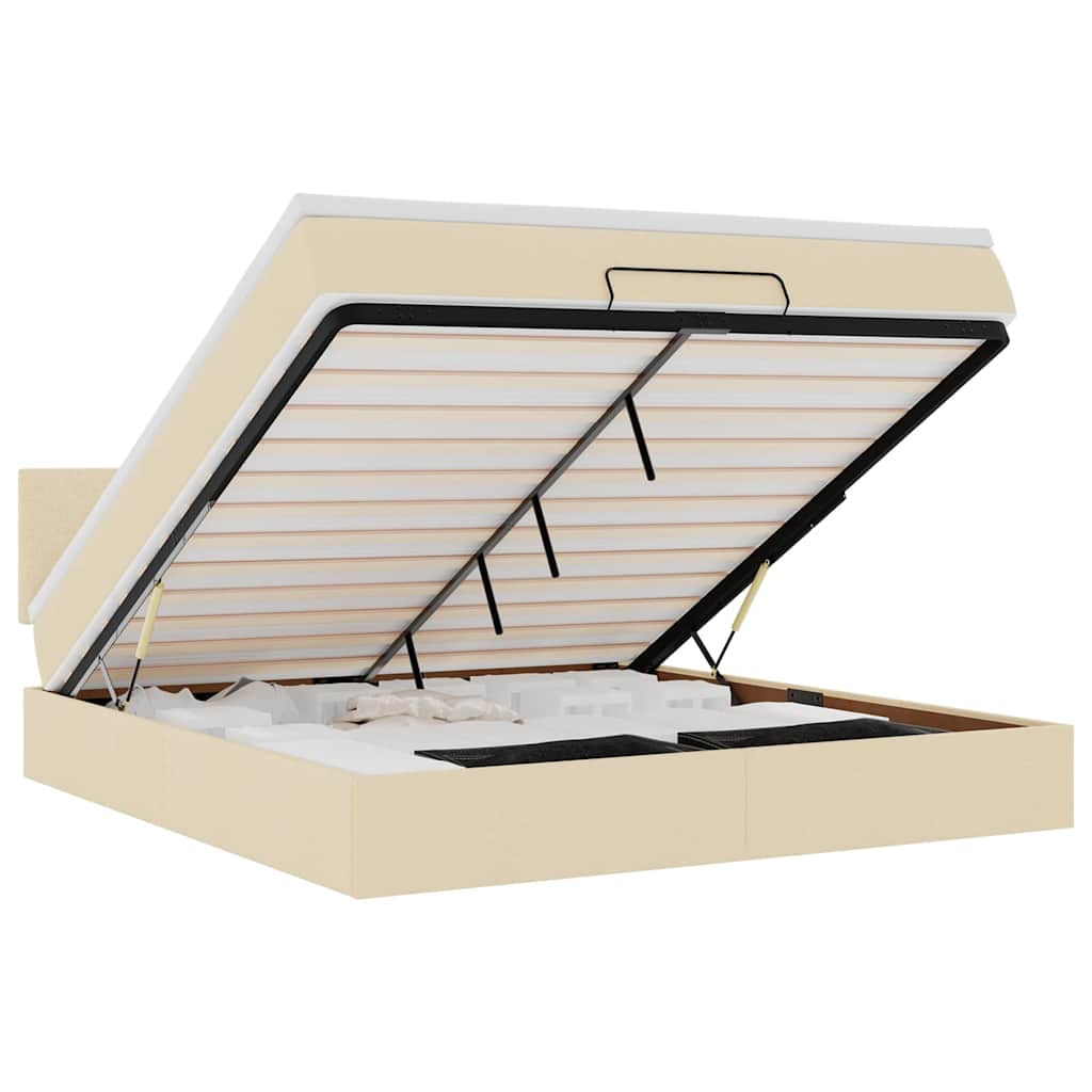 Οθωμανικό κρεβάτι με στρώμα & LEDs Cream 180x200cm ύφασμα