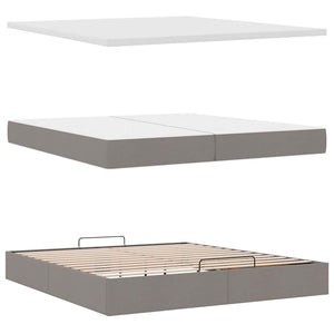 Οθωμανικό κρεβάτι με στρώματα & LEDs Taupe 200x200cm ύφασμα