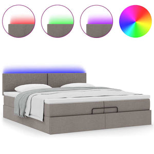 Οθωμανικό κρεβάτι με στρώματα & LEDs Taupe 200x200cm ύφασμα