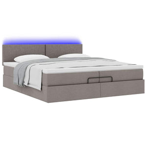 Οθωμανικό κρεβάτι με στρώματα & LEDs Taupe 200x200cm ύφασμα