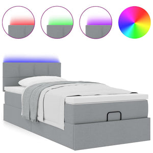 Οθωμανικό κρεβάτι με στρώμα & LEDs Ανοιχτό γκρι 80x200cm ύφασμα - Pakobazaar