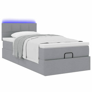 Οθωμανικό κρεβάτι με στρώμα & LEDs Ανοιχτό γκρι 80x200cm ύφασμα - Pakobazaar