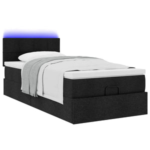 Οθωμανικό κρεβάτι με στρώμα & LEDs Μαύρο ύφασμα 90x190cm - Pakobazaar