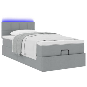 Οθωμανικό κρεβάτι με στρώμα & LEDs Ανοιχτό γκρι 90x200cm Ύφασμα - Pakobazaar