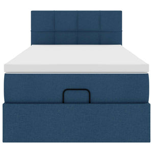 Οθωμανικό κρεβάτι με στρώμα & LEDs Μπλε 90x200 cm Ύφασμα