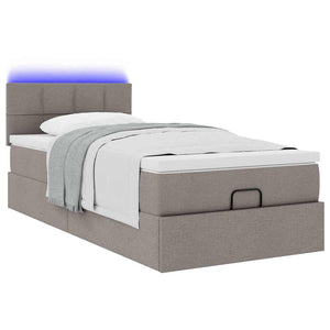 Οθωμανικό κρεβάτι με στρώμα & LEDs Taupe 100x200 cm Ύφασμα