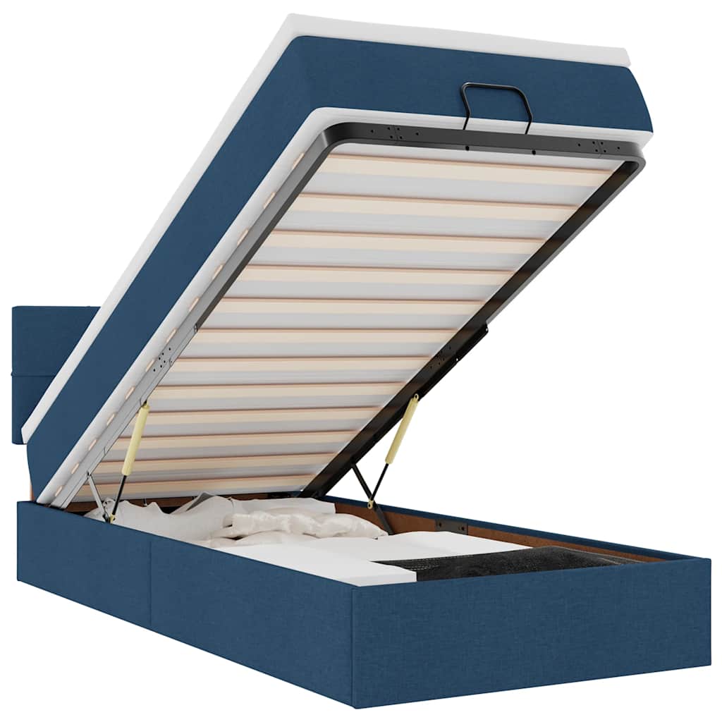 Οθωμανικό κρεβάτι με στρώμα & LEDs Μπλε 100x200 cm Ύφασμα - Pakobazaar