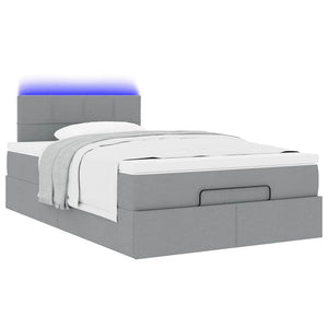 Οθωμανικό κρεβάτι με στρώμα & LEDs Ανοιχτό γκρι Ύφασμα - Pakobazaar