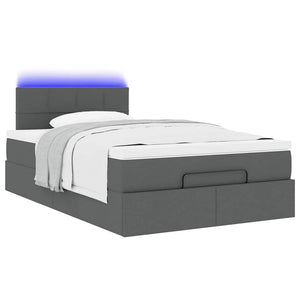 Οθωμανικό κρεβάτι με στρώμα & LEDs Σκούρο γκρι 120x190cm Ύφασμα - Pakobazaar
