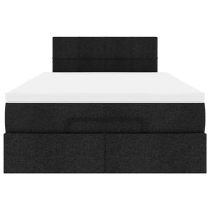 Οθωμανικό κρεβάτι με στρώμα & LEDs Μαύρο 120x190 cm Ύφασμα - Pakobazaar