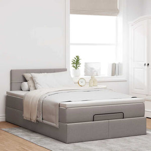 Οθωμανικό κρεβάτι με στρώμα & LEDs Taupe 120x190cm ύφασμα - Pakobazaar