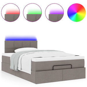 Οθωμανικό κρεβάτι με στρώμα & LEDs Taupe 120x190cm ύφασμα - Pakobazaar