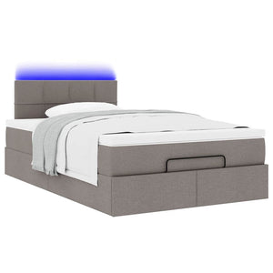 Οθωμανικό κρεβάτι με στρώμα & LEDs Taupe 120x190cm ύφασμα - Pakobazaar