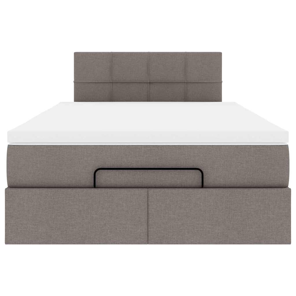 Οθωμανικό κρεβάτι με στρώμα & LEDs Taupe 120x190cm ύφασμα - Pakobazaar