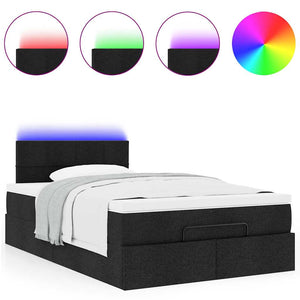 Οθωμανικό κρεβάτι με στρώμα & LEDs Μαύρο 120x200 cm Ύφασμα - Pakobazaar