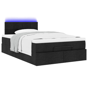 Οθωμανικό κρεβάτι με στρώμα & LEDs Μαύρο 120x200 cm Ύφασμα - Pakobazaar