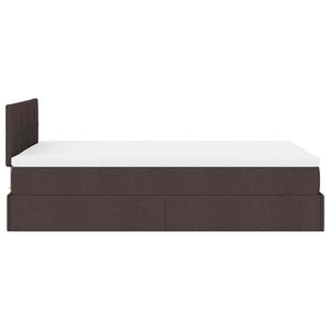 Οθωμανικό κρεβάτι με στρώμα & LEDs Σκούρο καφέ 120x200cm Ύφασμα