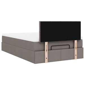 Οθωμανικό κρεβάτι με στρώμα & LEDs Taupe 120x200cm ύφασμα - Pakobazaar