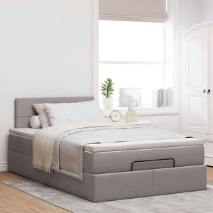 Οθωμανικό κρεβάτι με στρώμα & LEDs Taupe 120x200cm ύφασμα - Pakobazaar