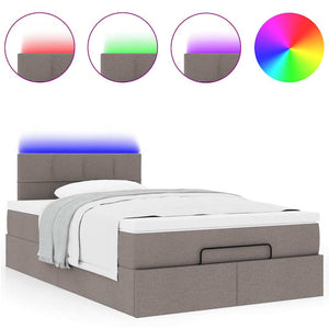 Οθωμανικό κρεβάτι με στρώμα & LEDs Taupe 120x200cm ύφασμα - Pakobazaar