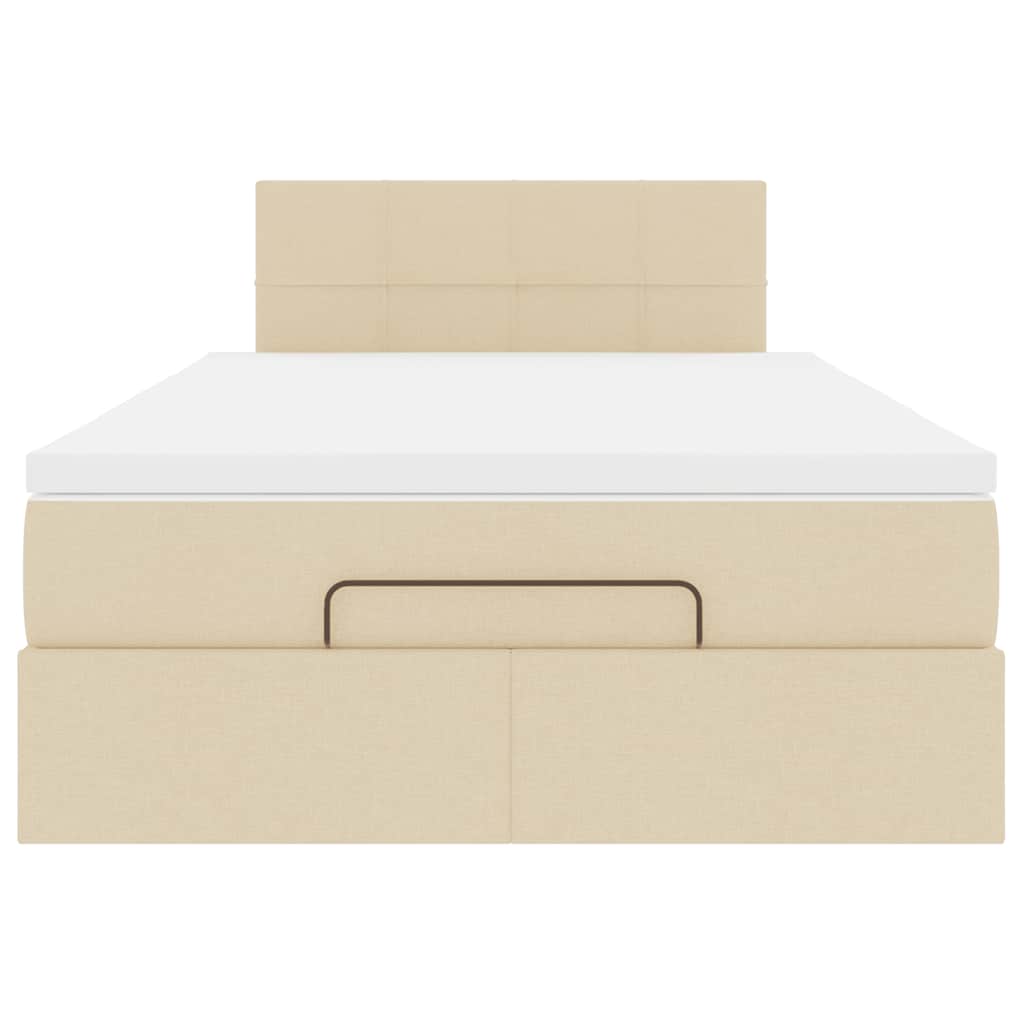 Οθωμανικό κρεβάτι με στρώμα & LEDs Cream 120x200cm ύφασμα - Pakobazaar