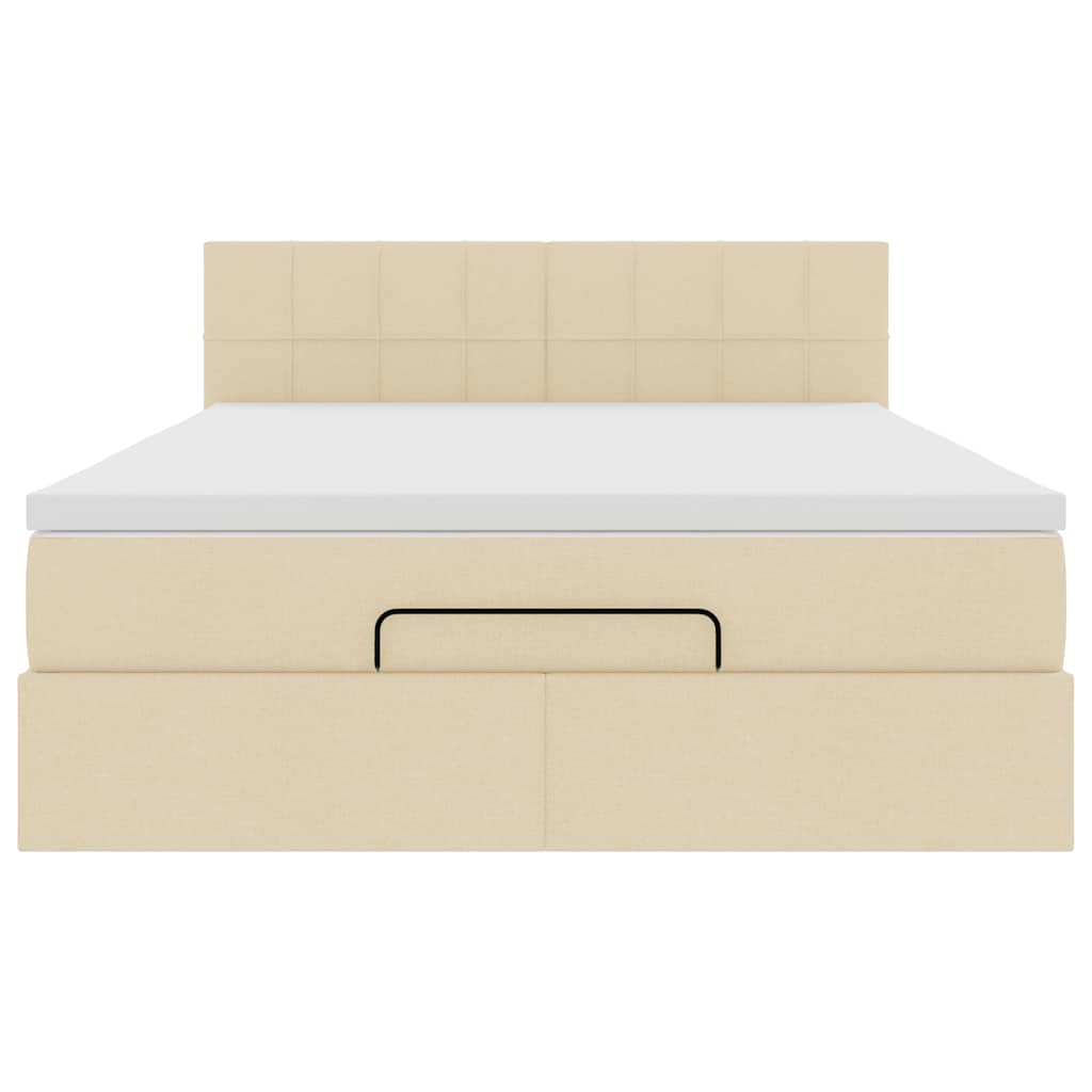 Οθωμανικό κρεβάτι με στρώμα & LEDs Cream 140x190cm Ύφασμα - Pakobazaar