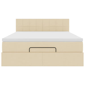 Οθωμανικό κρεβάτι με στρώμα & LEDs Cream 140x190cm Ύφασμα - Pakobazaar